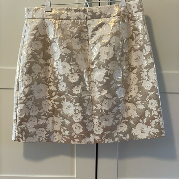 J. Crew beautiful floral metallic gold & cream skirt, women’s sz 12, GUC - Picture 11 of 11